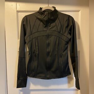 Black Utility Jacket with High Collar and Full-Length Zipper size 8-10